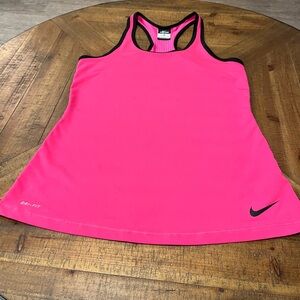 NIKE DRY FIT, RACER BACK performance tank. Bright pink with black trim. NWOT.